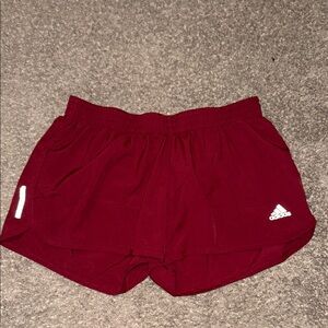 Adidas Red Athletic Shorts Elastic Waist Lightweight